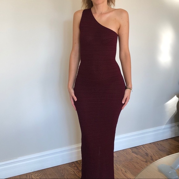 Sexy one shoulder long embossed ankle length dress - Picture 2 of 7